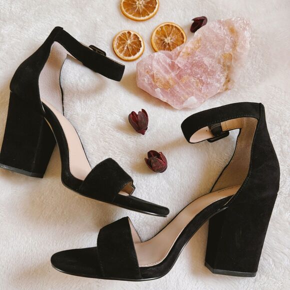New Botkier New York Pilar Black Suede Ankle Strap Block Heel Sandal Sz 9 - Picture 1 of 14